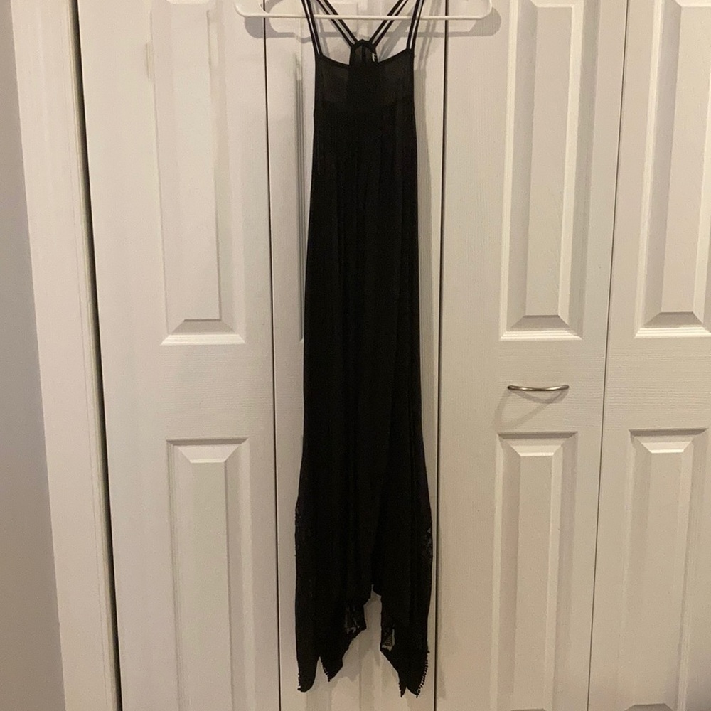 Black maxi sun dress w/ lace detail